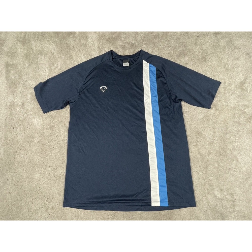 Nike Total 90 T90 Mens XL Navy Blue Vertical Stripe Soccer Training Shirt Jersey